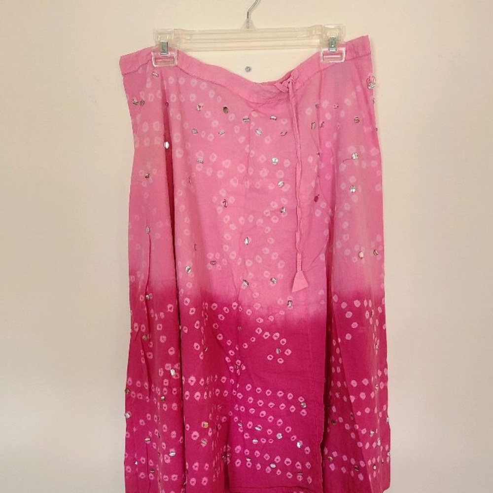Two tone pink string waist skirt tin mirrors. M.